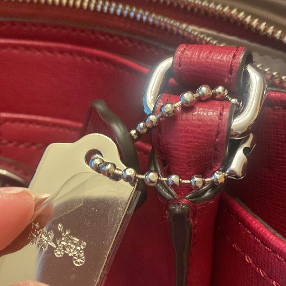 Coach tote deep red like new condition - Picture 7 of 14